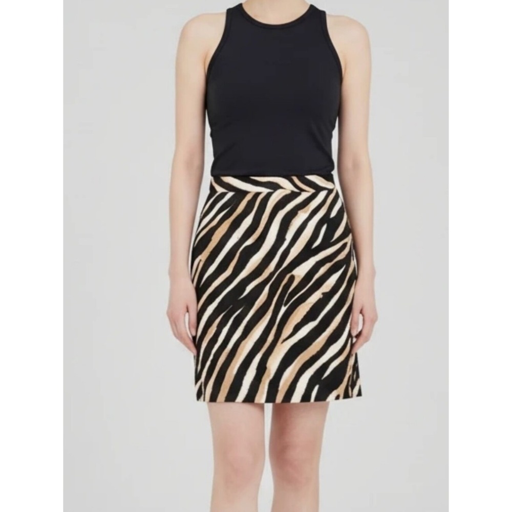 Talbots Zebra Print Cotton Stretch Pencil Skirt Black Tan Cream Size 10